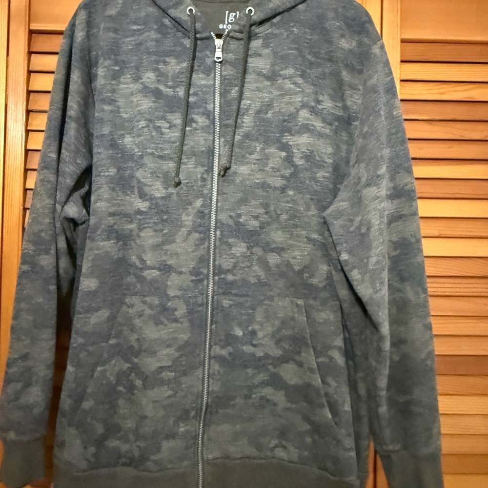 George Men's Zip Up Camo Sweater - Blue